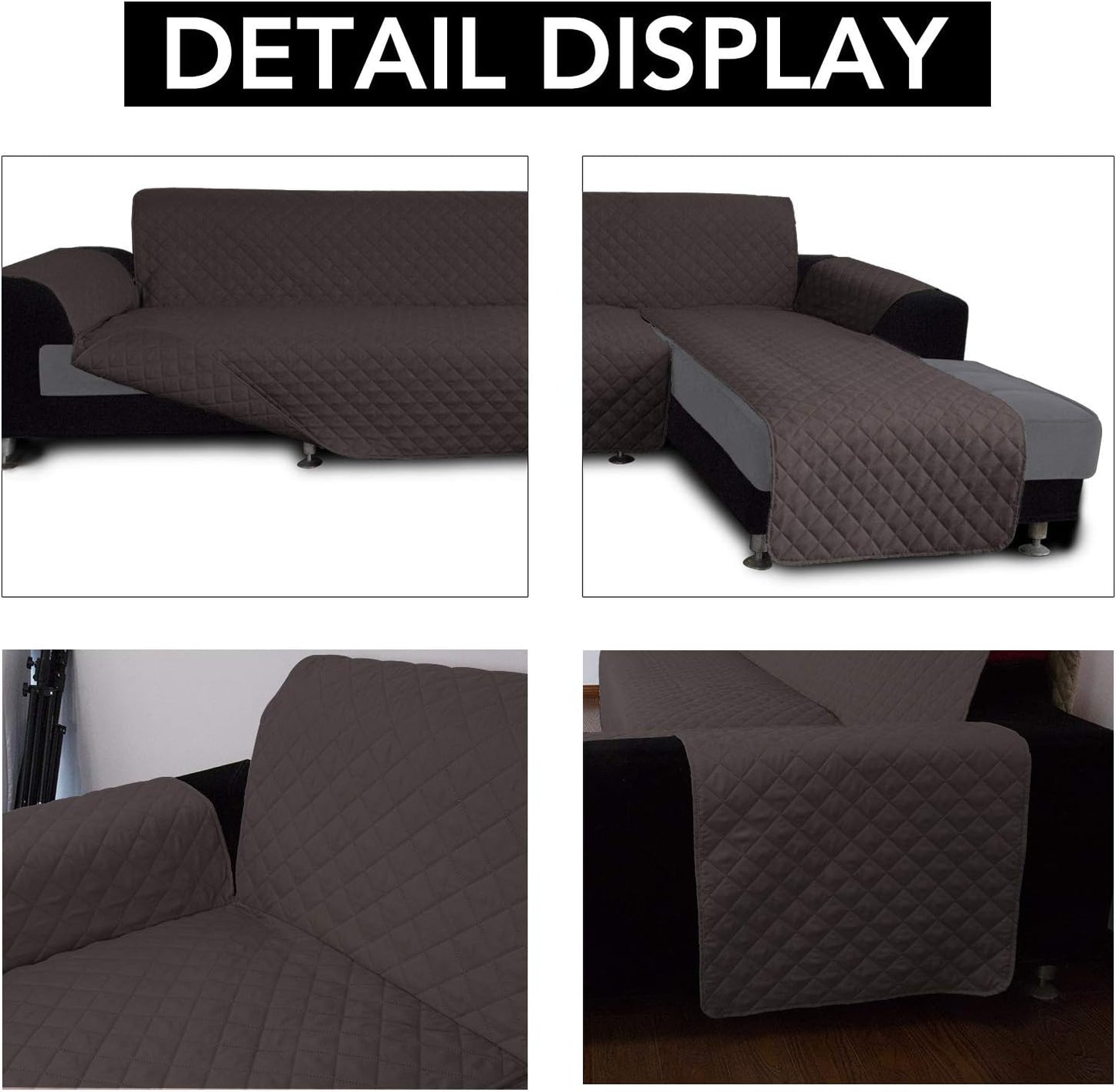 Easy-Going Sofa Slipcover L Shape Sofa Cover Sectional Couch Cover Furniture Protector Mat for Pets Dog Cat (Small,Chocolate/Chocolate)
