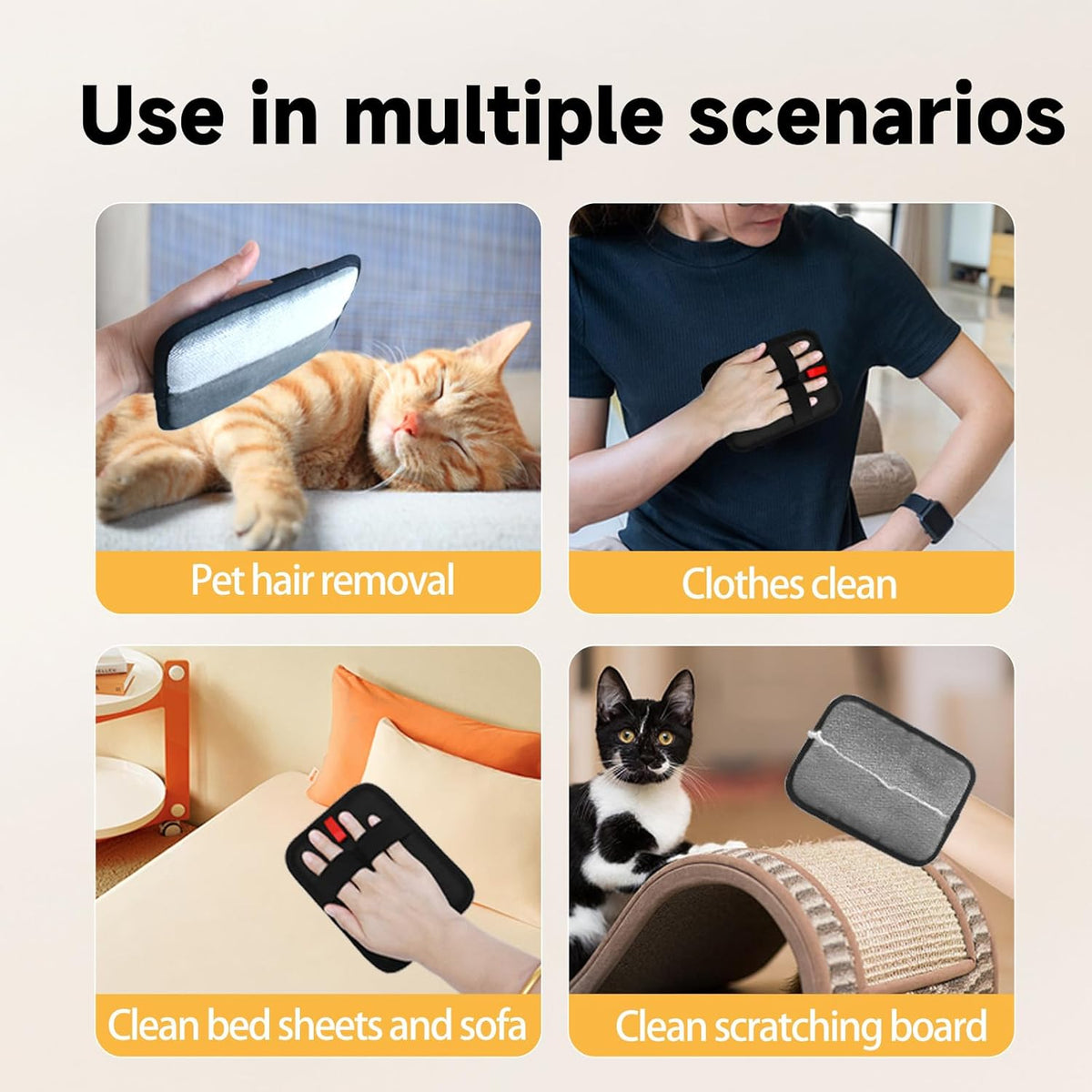 Pet Hair Remover and Electrostatic Cats & Dogs Hair Remover,Portable, Reusable pet Hair Remover Tool for Furniture, Clothing, Couch, Carpet and Bedding (2 PCS)