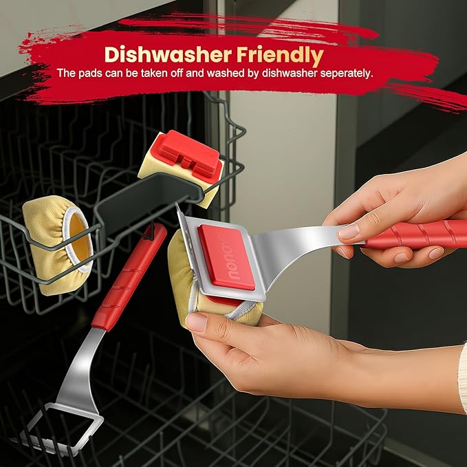 Grill Brush Bristle Free + 5 Replaceable Pads, Steam Grill Brush for Outdoor Grill, BBQ Grill Brush and Scraper for Cast Iron/Stainless Steel Grates, Safe Grill Cleaner Brush, Gift for Men Dad