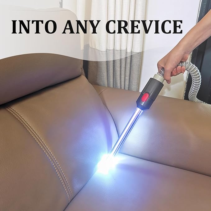 Light Pipe Crevice Tool for Dyson V8 V7 V11 V10 Cordless Vacuum Cleaner,Illuminates The Dark Gap Corner,Brush Tools Attachments Ideal for Car Cleaning
