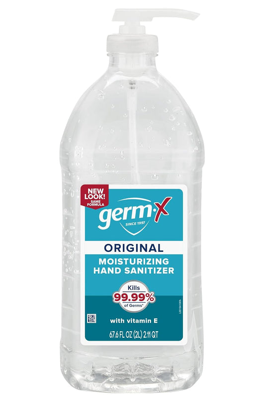 Germ-X Original Hand Sanitizer, Fast-Drying Moisturizing Gel with Vitamin E, Instant & No Rinse Formula, 62% Alcohol, Back to School Supplies, Bulk Size Pump Bottle, 67.6 Fl Oz (Pack of 1)