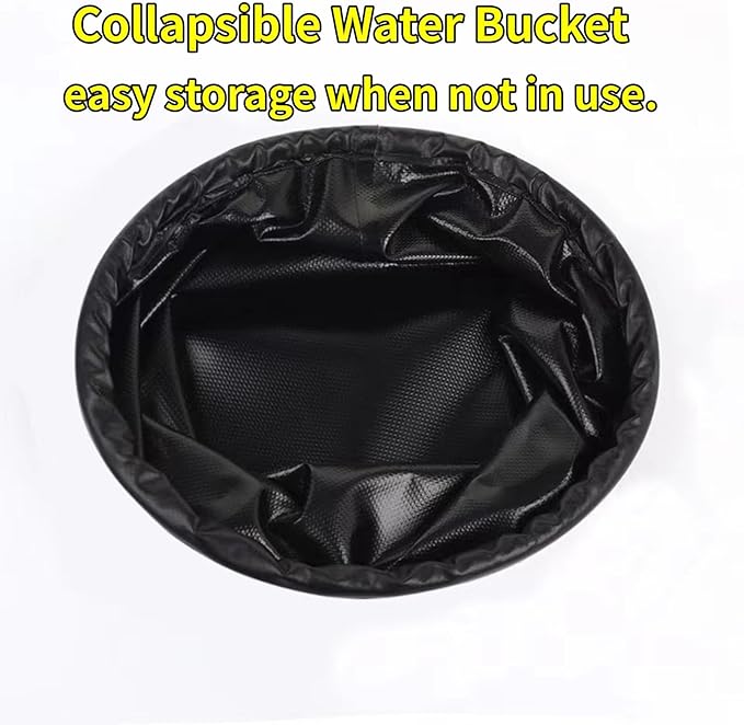 Grill Brush Collapsible Water Bucket for Grill Cleaning, Camping, and Outdoor Activities (Only Water Bucket No Grill Brush)-Black