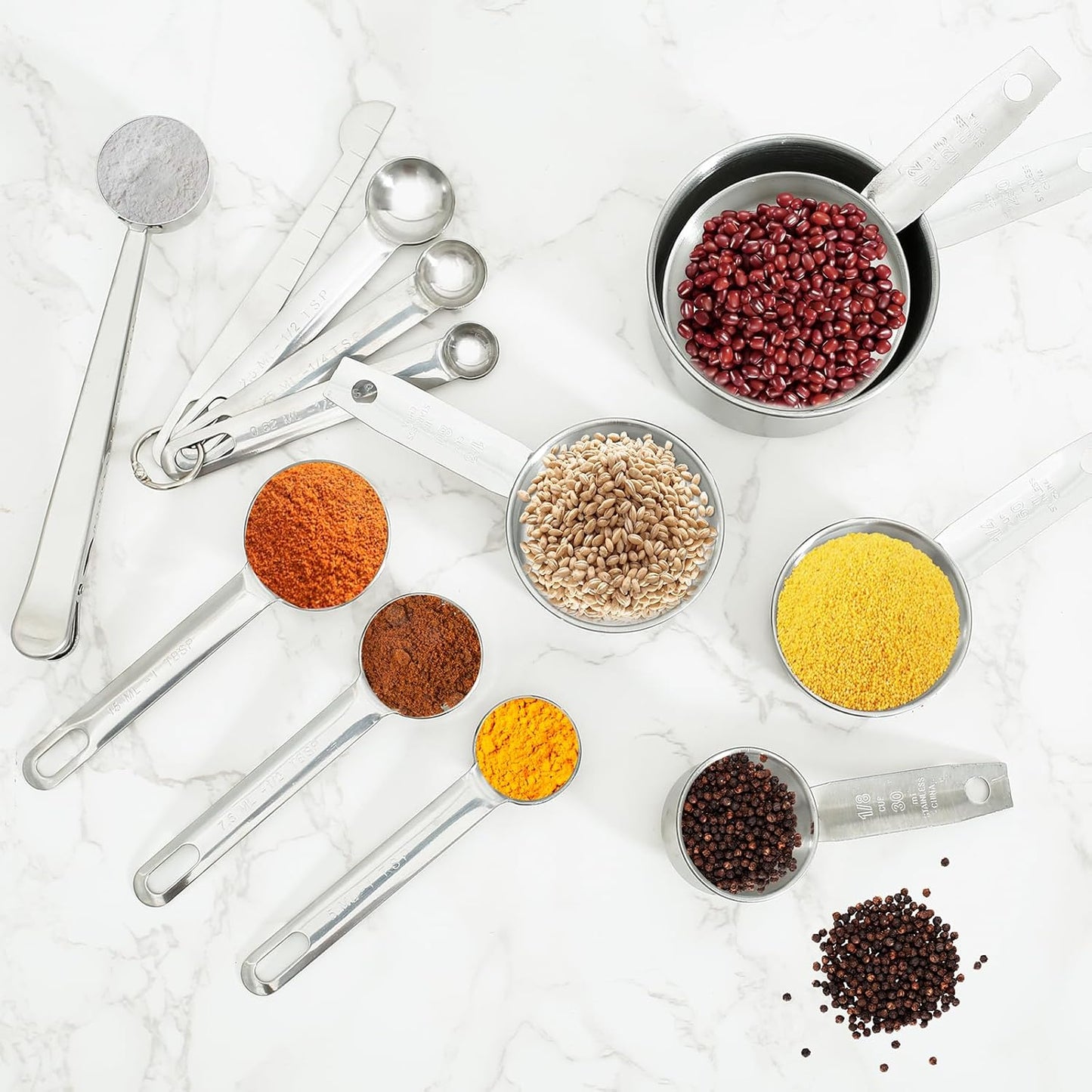 13PCS Measuring Cups and Spoons Set Stainless Steel Measuring Spoons and Cups Stackable Measuring Spoons Set for Dry or Liquid Ingredients