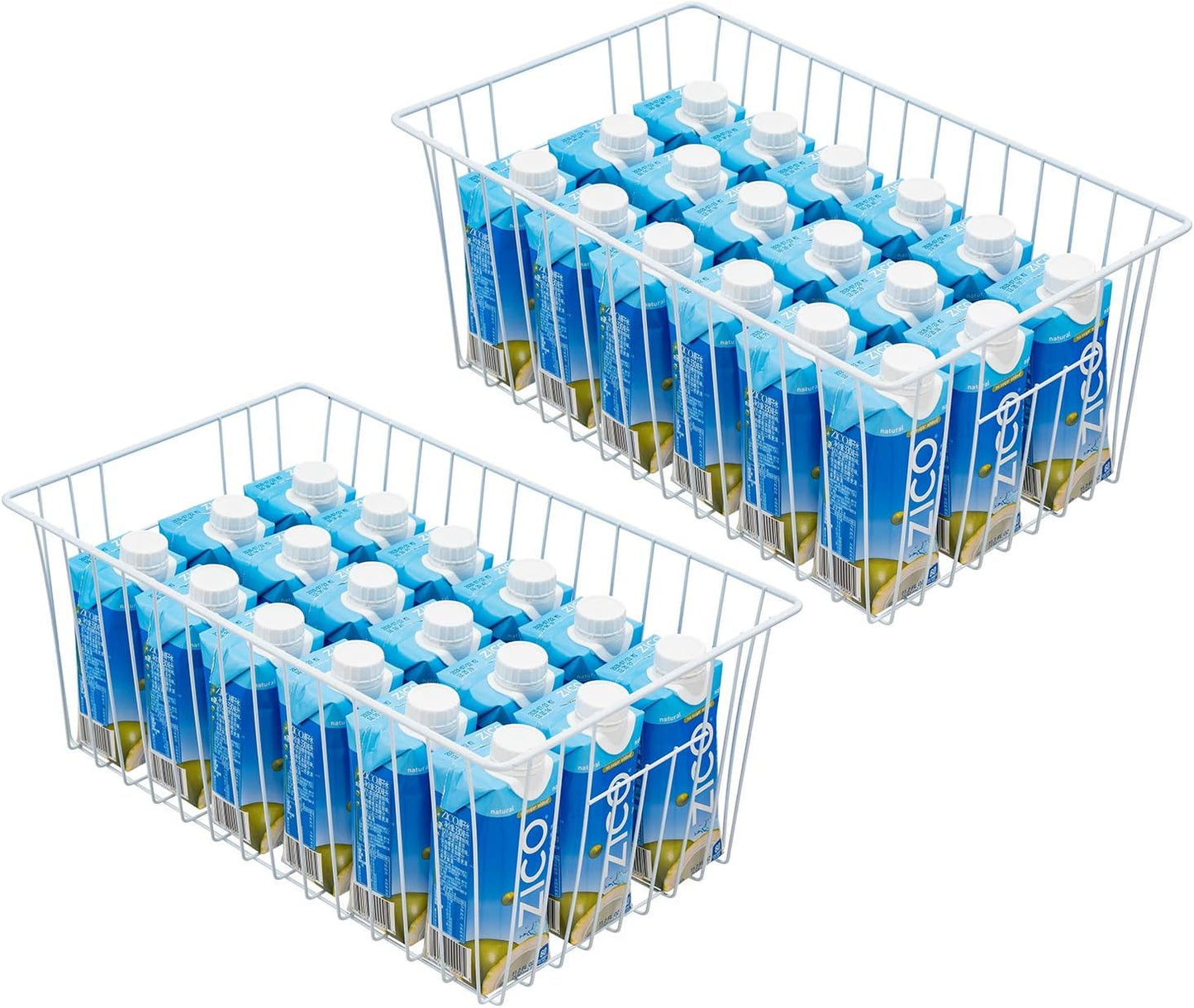 16inch Freezer Wire Storage Organizer Baskets, Household Refrigerator Bins with Built-in Handles
