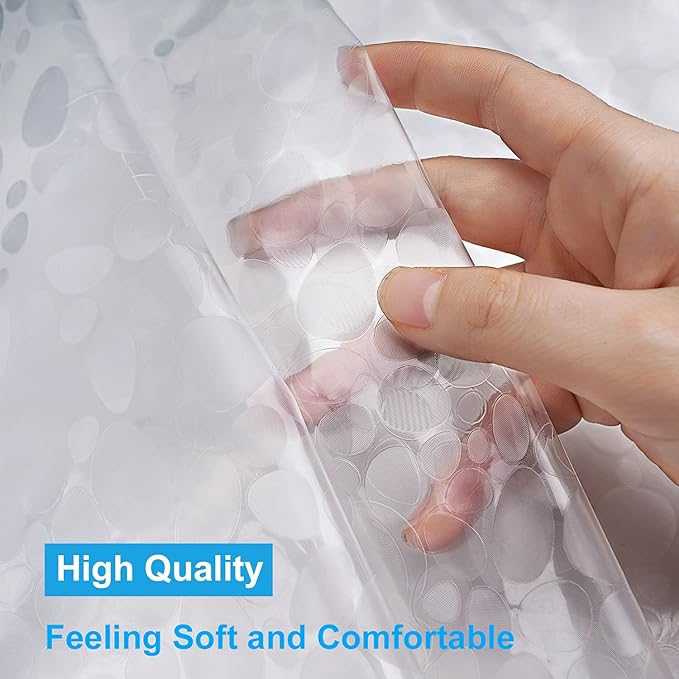 UFRIDAY Clear Shower Curtain 48 x 72 inches,3D Cobblestone Stall Shower Curtain Liner for Bathroom Water Repellent EVA Plastic Shower Liners with 2 Big Heavy Magnets