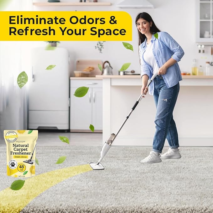 Aromasong Carpet Deodorizer Powder- 2-PACK - 100% Natural Citrus Carpet Freshener - Safe For Pets - Effective Pet Odor Eliminator For Strong Odor & Pet Urine 13 Oz. (Improved Formula)