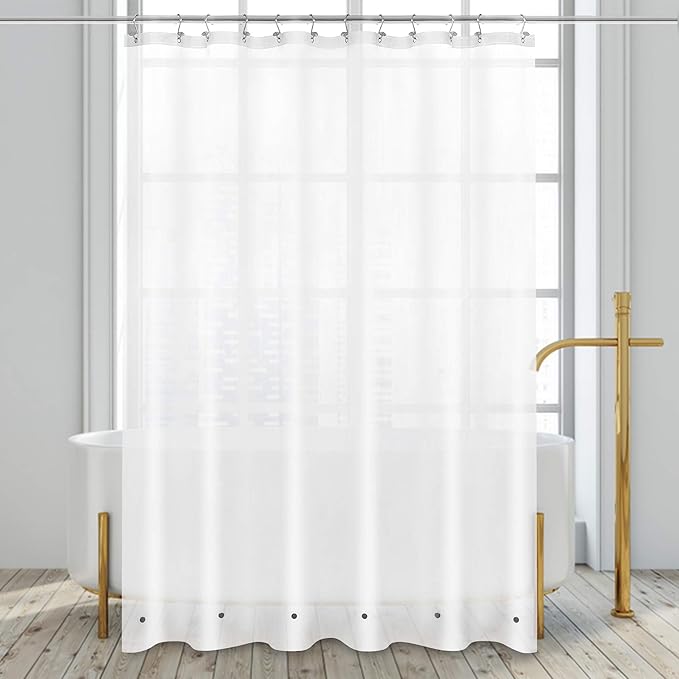 Barossa Design Extra Long Shower Curtain Liner with 6 Magnets - 72" x 84" XL, Waterproof PEVA Shower Liner for Bathroom, PVC Free, Metal Grommets - Frost, 72x84