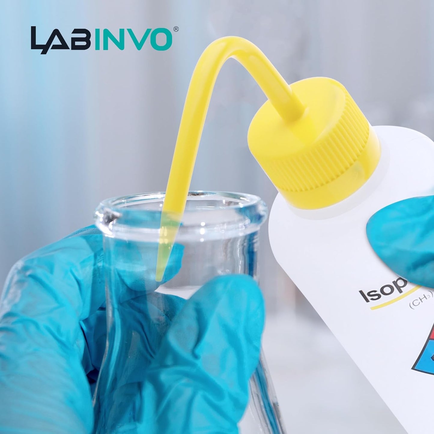 Isopropanol Wash Bottle, 1 PC of Vol.500ml (17oz), Narrow Mouth, Self-Venting Safety Wash Bottles, LDPE Material, IN-WBI501