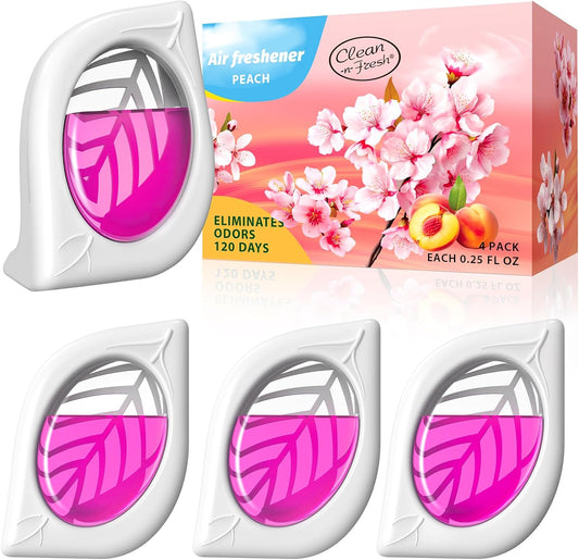 Air Freshener for Home, 4 Pack, Peach, Odor Eliminator for Small Area Closets Bathroom Pets Strong Odor, Up to 120 Days