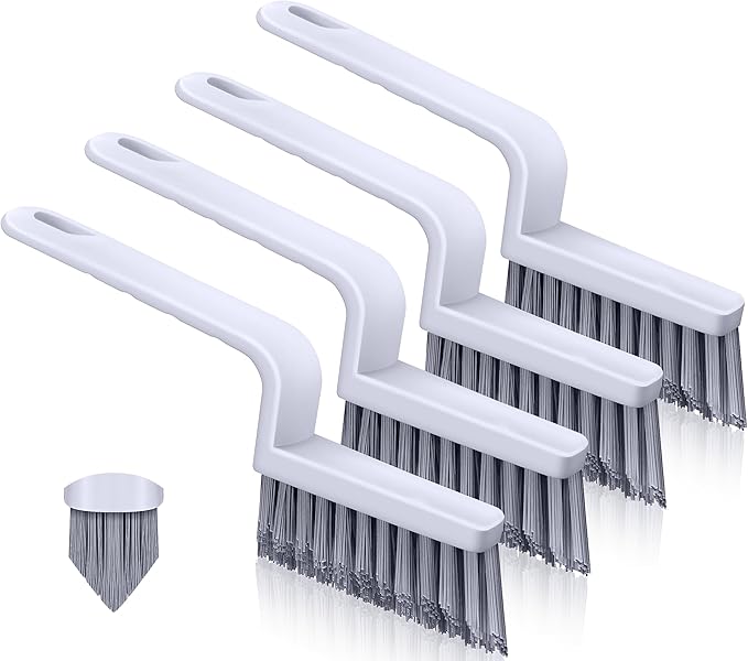 Grout Brush Cleaning,Hard Bristle Grout Cleaner for Tile Floors,Bathroom Cleaning Brushes for Scrub Shower Tile Grout, Black, 4 Pieces