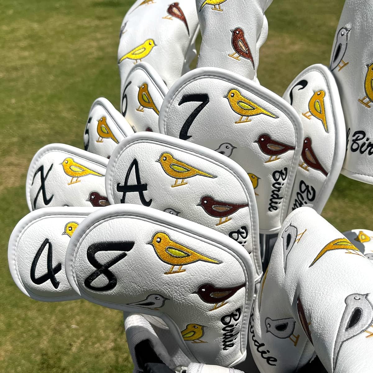 Premium Leather Golf Club Iron Covers - 10pcs/Set Wedge & Iron Headcovers with Velcro Closure