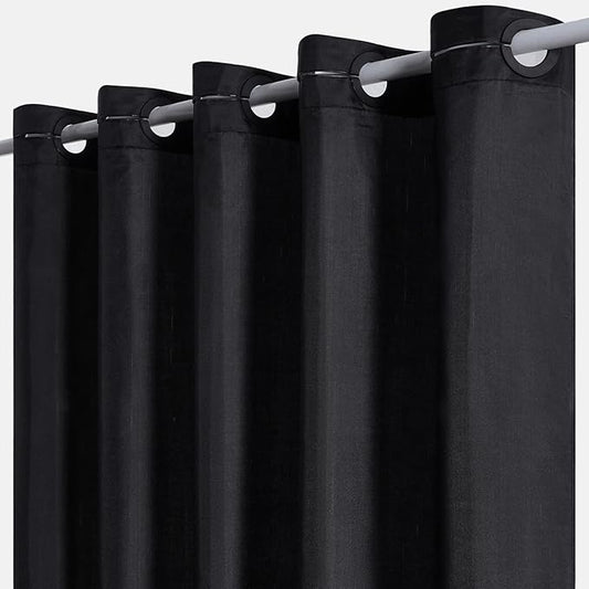 Furlinic Extra Wide No Hook Black Shower Curtain 108x72 Inch,Polyester Fabric Waterproof Shower Curtain Liner with 14 Plastic Split Grommets,Washable Shower Curtains for Bathroom Hotel Spa Luxury