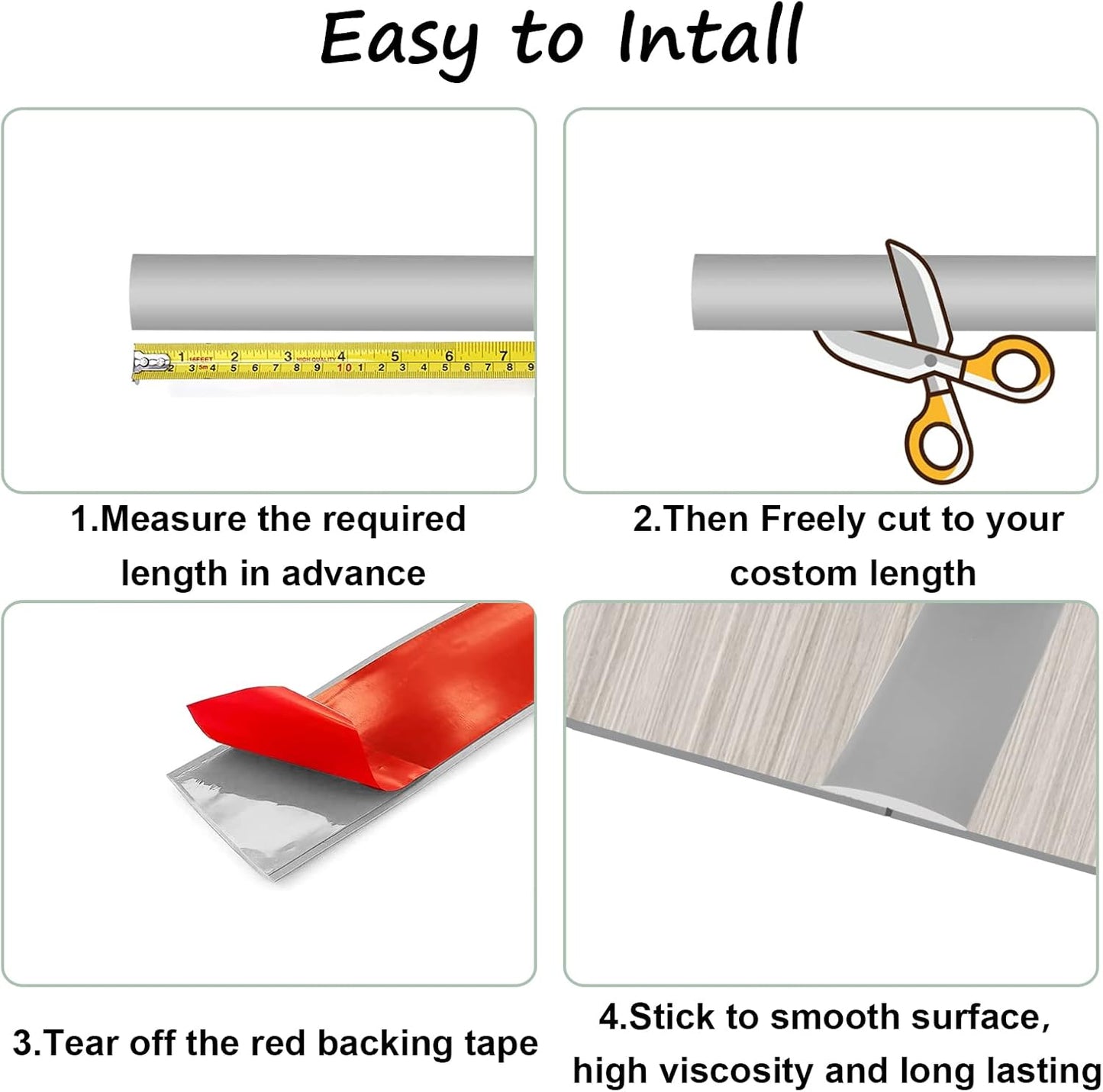 Floor Transition Strip & Self Adhesive Floor Vinyl Floor Edge Trim Laminate Floor Gap Covering Joining Strip