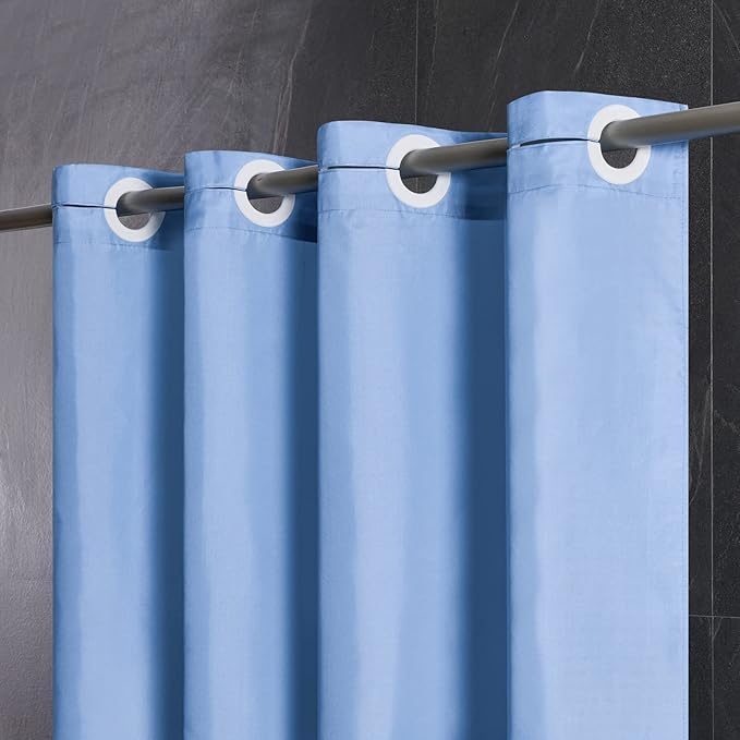 Light Blue Shower Curtain No Hooks Needed,Polyester Fabric Long Shower Curtain Liner 78 Length with 10 Plastic Split Grommets,Machine Washable & Waterproof Bathroom Curtains for Hotel,78x78 Inch