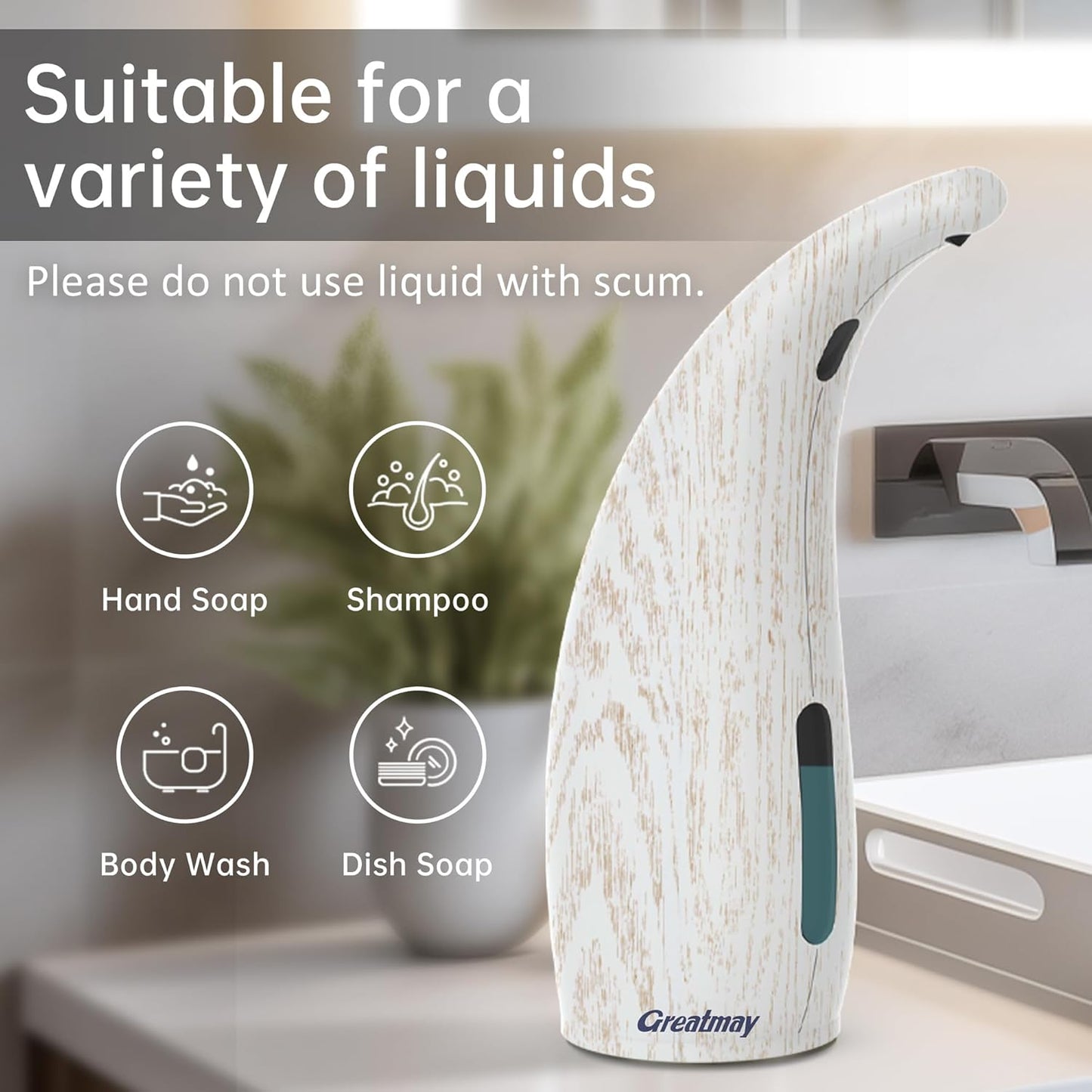 Adjustable Automatic Soap Dispenser Touchless, 4 Adjustable Levels Touchless Sensor Liquid Soap Pump Dispenser，300ml Rechargeable Magnetic Charging Hand Soap Dispenser for Kitchen，Bathroom