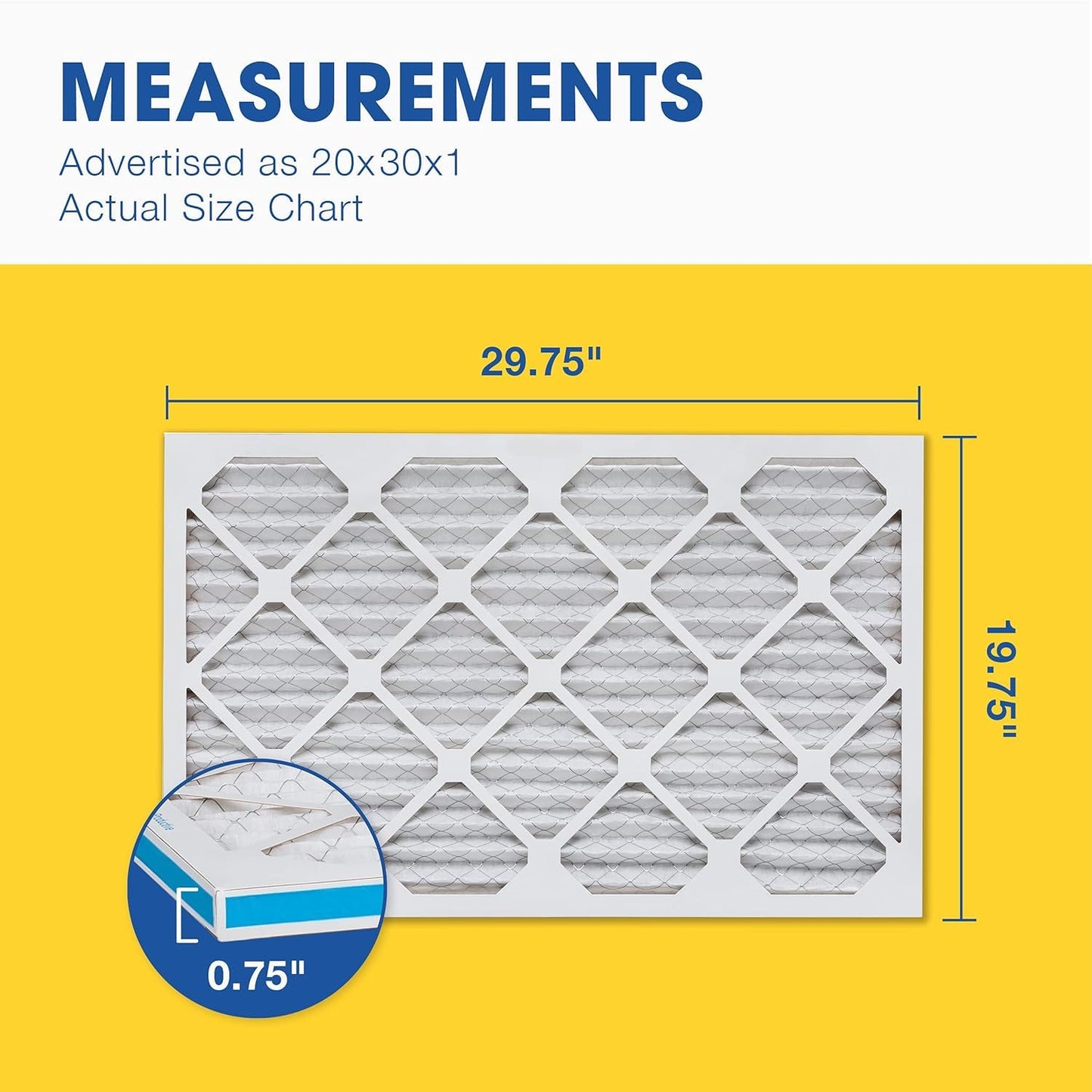 Aerostar 20x30x1 MERV 13 Air Filter, 4 Pack Set of HVAC Furnace Filters, Electrostatic MPR 1500-1900 & FPR 10 (Actual Size: 19 3/4 x 29 3/4 x 3/4 inches)