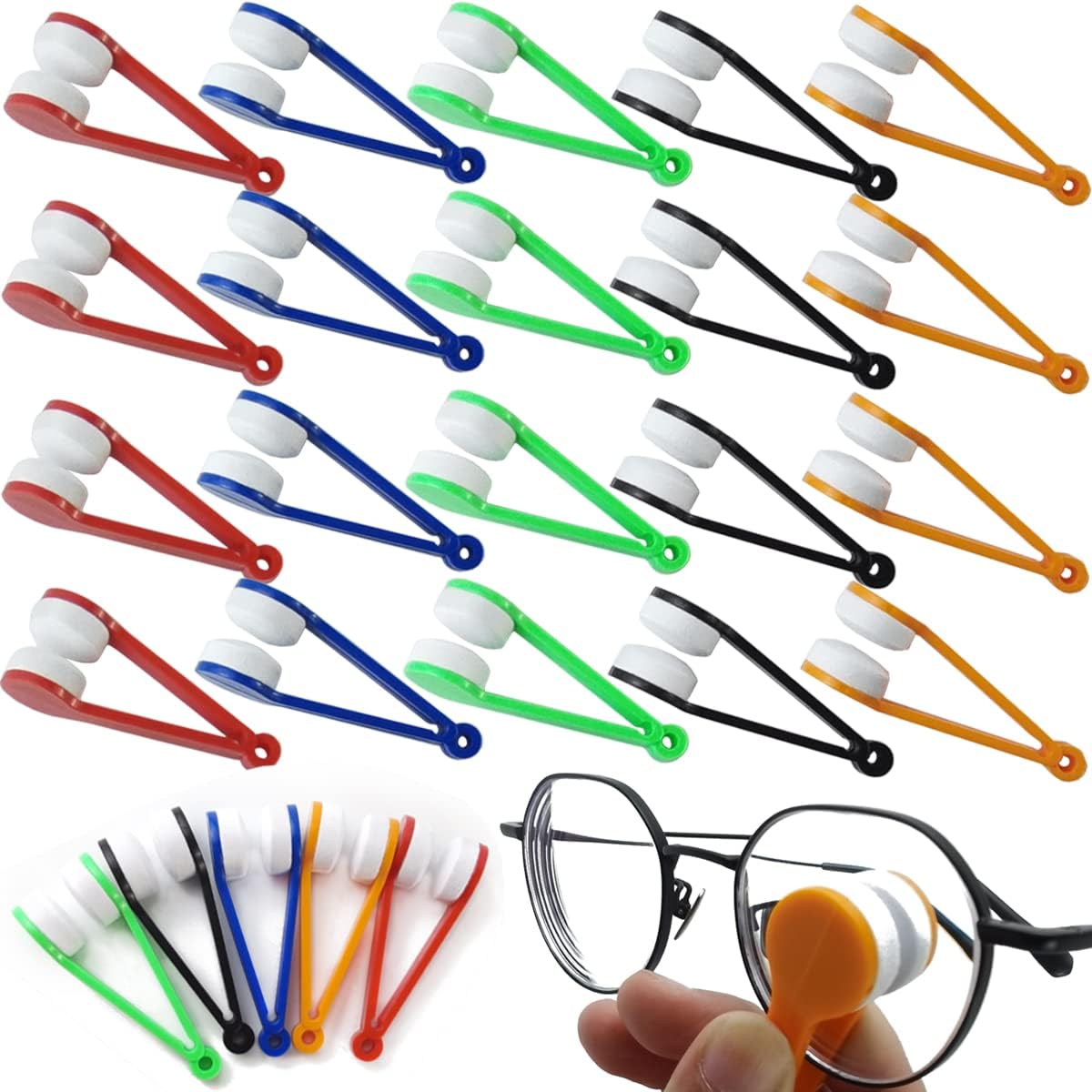 GXXMEI 40PCS Mini Sun Glasses Eyeglass Microfiber Spectacles Cleaner Brush Cleaning Tool, 5 Colors