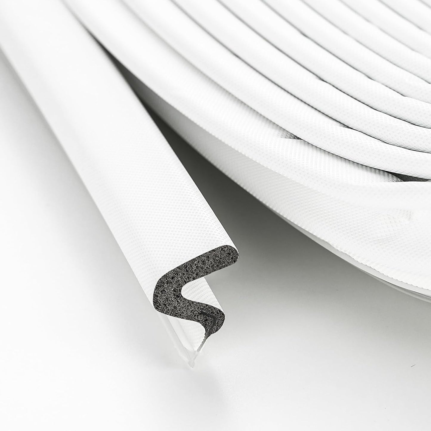 Weather Stripping Door Seal Strip - Soundproof Q-Shaped Foam for Exterior Door Frame, Large Gap Seal, Noise Cancelling, Easy to Install (White, 40FT)