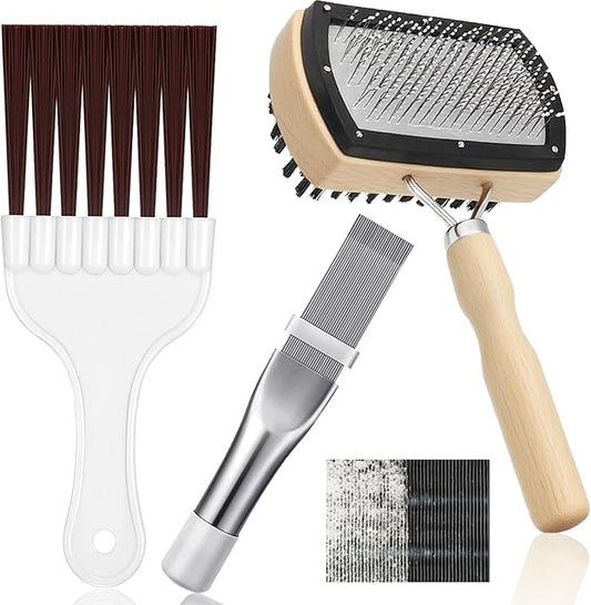 3 Pcs HVAC Coil Cleaning Brush & Fin Straightener Kit, Metal AC Fin Comb,Double-Sided Coil Brush,Coil Cleaning Tool - for MIni Splits,Refrigerator Coils,Condenser, Evaporator Coil Cleaning