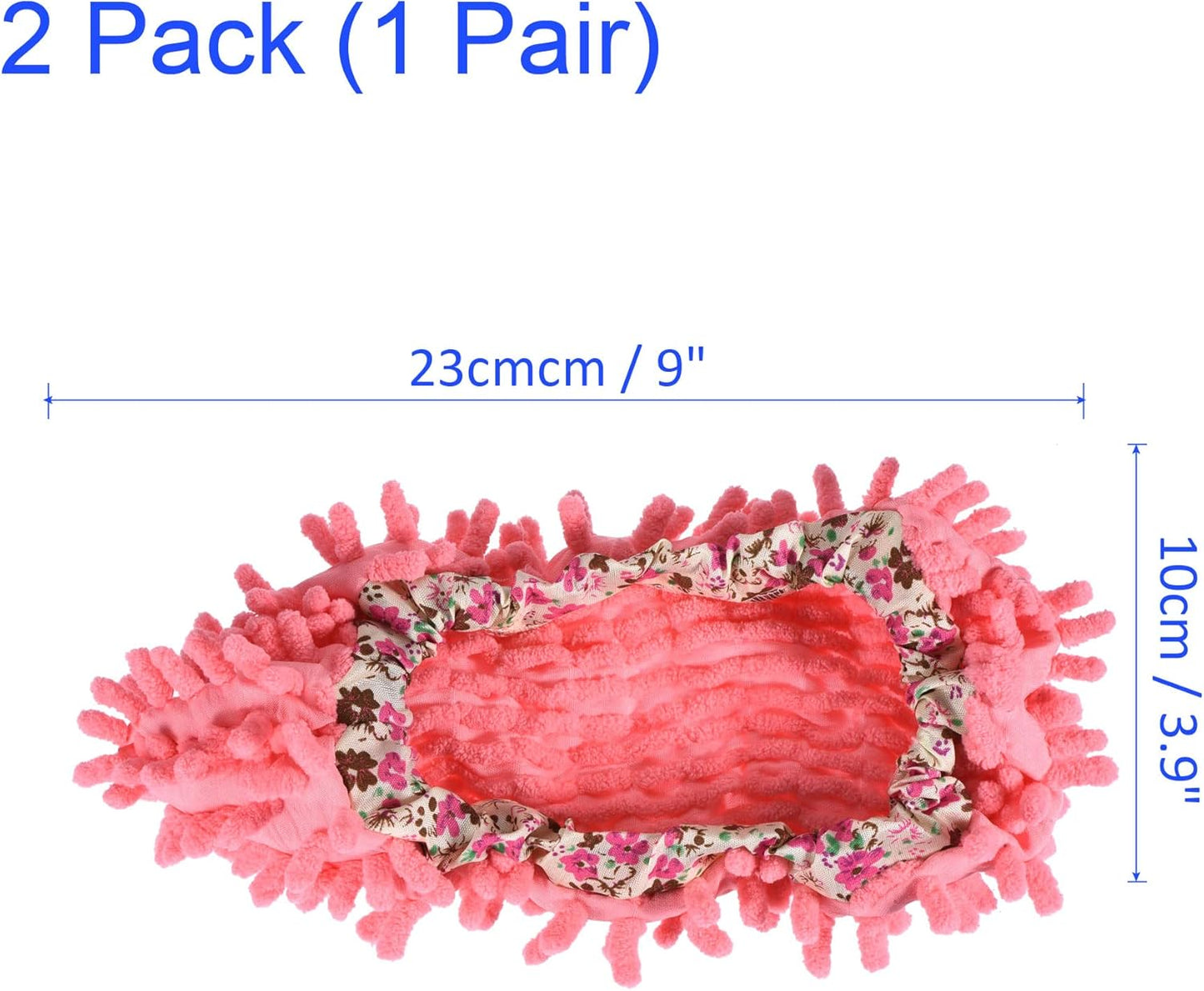 1 Pair Washable Cleaning Shoes Cover - Floor Cleaning Dust, Chenille Microfiber Duster Mop Slippers, Apply to House Office Room (Pink)