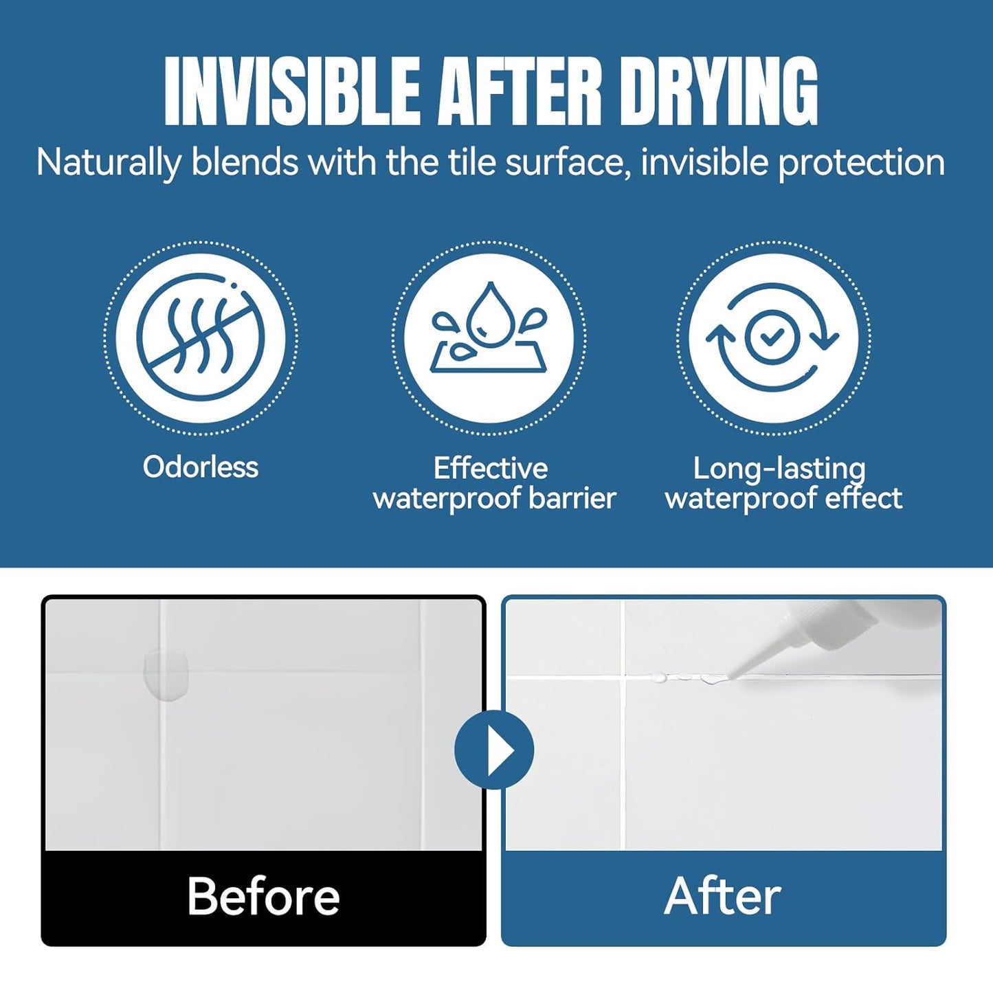 JAOJAO Grout Sealer for Floor Tile, Grout Repair Kit Tile Grout Sealer Shower Sealant Quick Drying Long Lasting Transparent for Floor Tile for Stone Bathroom Marble Indoor Outdoor, 200ml