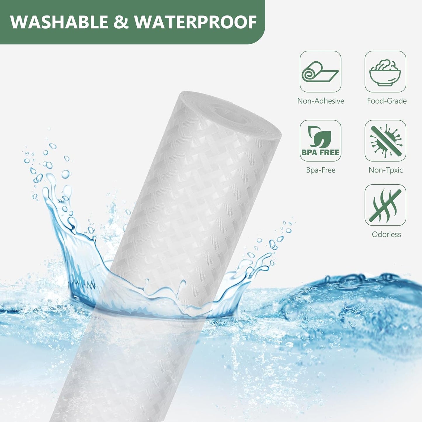 Shelf Liners, Non-Adhesive Drawer Liner, Waterproof & Oil-Proof Kitchen Cabinet Cupboard Liner Plastic EVA Material BPA Free Fridge Liner Mats Paper Protector for Shelves (Clear/20in x 240in)
