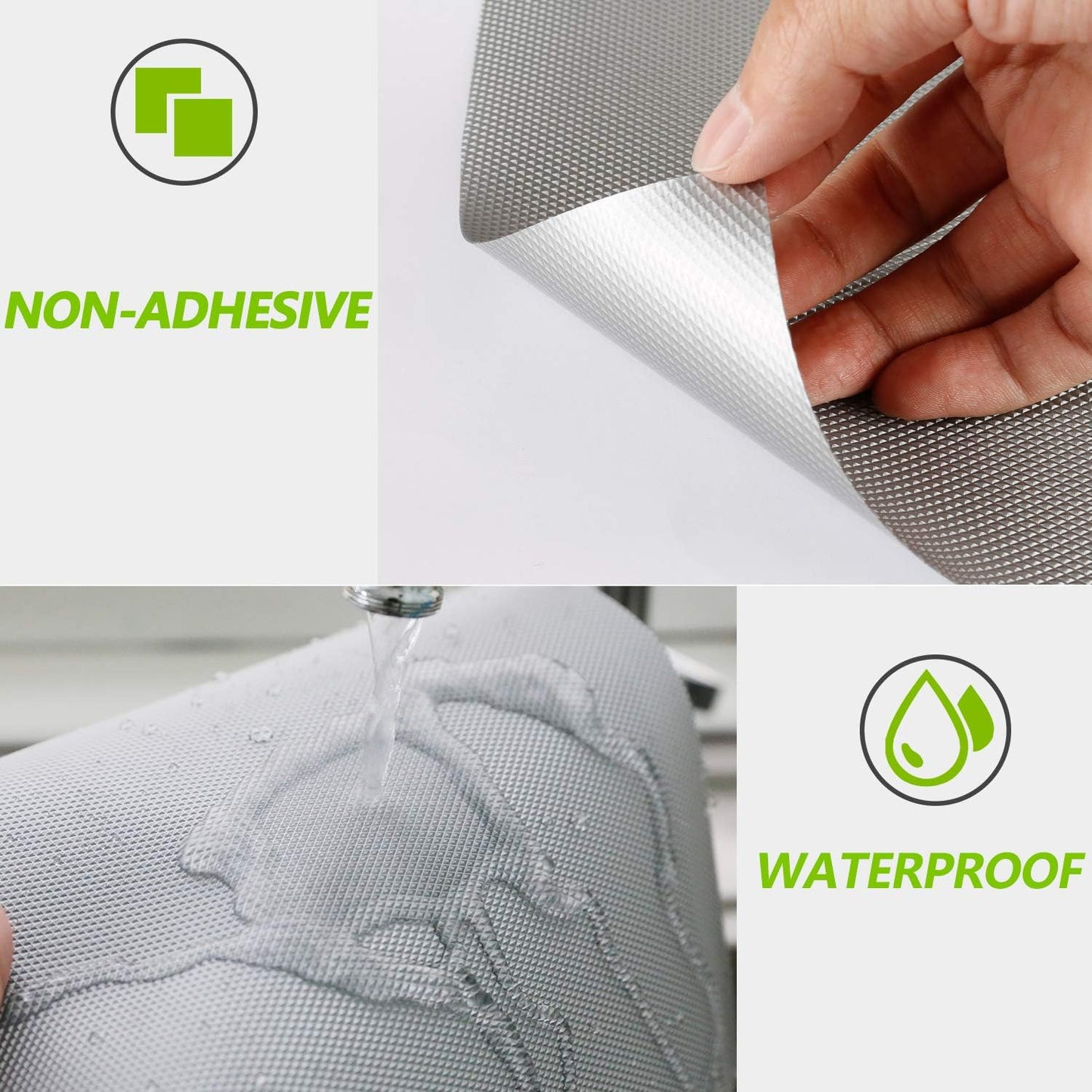 HooTown Shelf Liners Kitchen Cabinet Drawer Mats 11.8 Inch Wide x 59 inches Long, Non Adhesive EVA Plastic Washable Waterproof Pads for Refrigerator, Freezer, Fridge, Pantry Closet, Cupboard, Gray