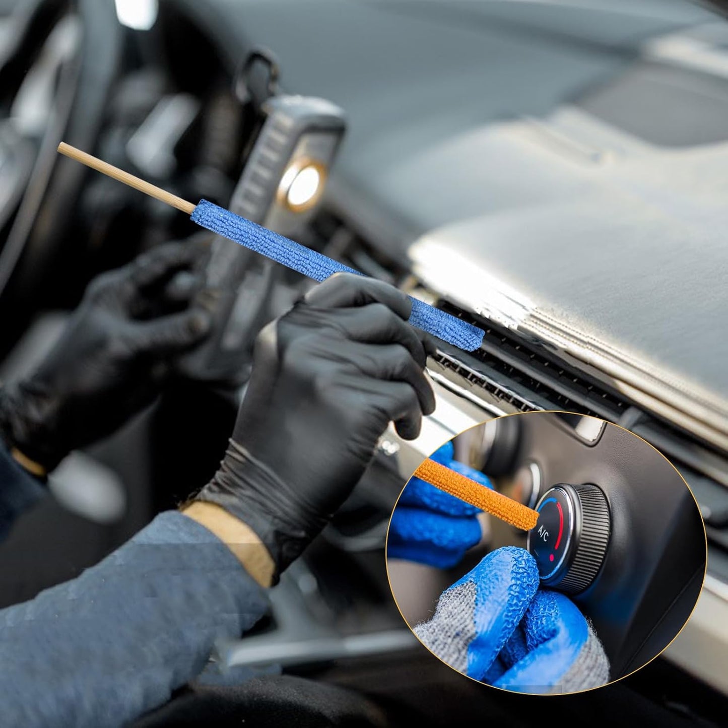 12 Pcs Microfiber Detail Duster Sticks Fan Cleaning Brush Crevice Cleaning Tool AC Vent Cleaner Mini Split Cleaning Kit Fan Blade Cleaner Dusters for Cleaning Home Car Window Blind(Multicolors)