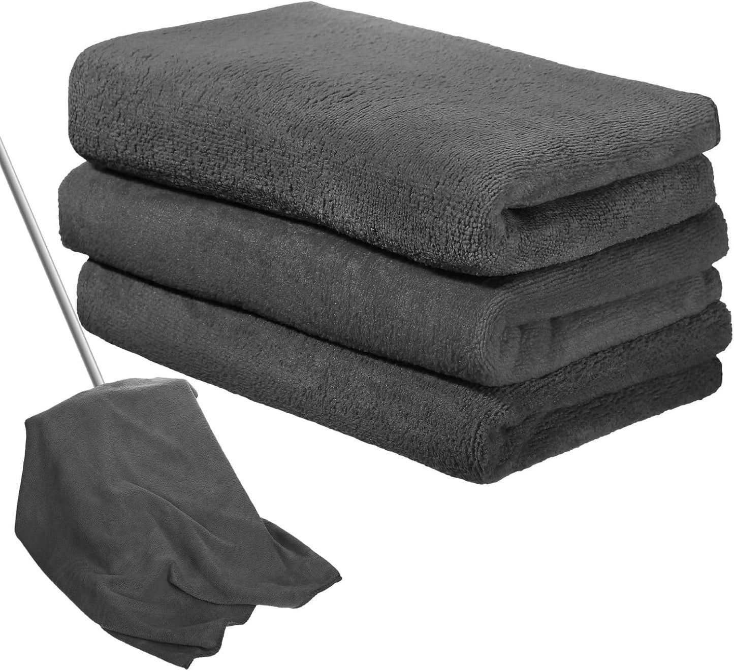 Newwiee 3 Pcs Extra Large Microfiber Cleaning Cloth 30" x 20" Washable Reusable Microfiber Towel Streak Free Lint Free Cloth for Cleaning Home Glass Office Window Bathrooms (Gray)
