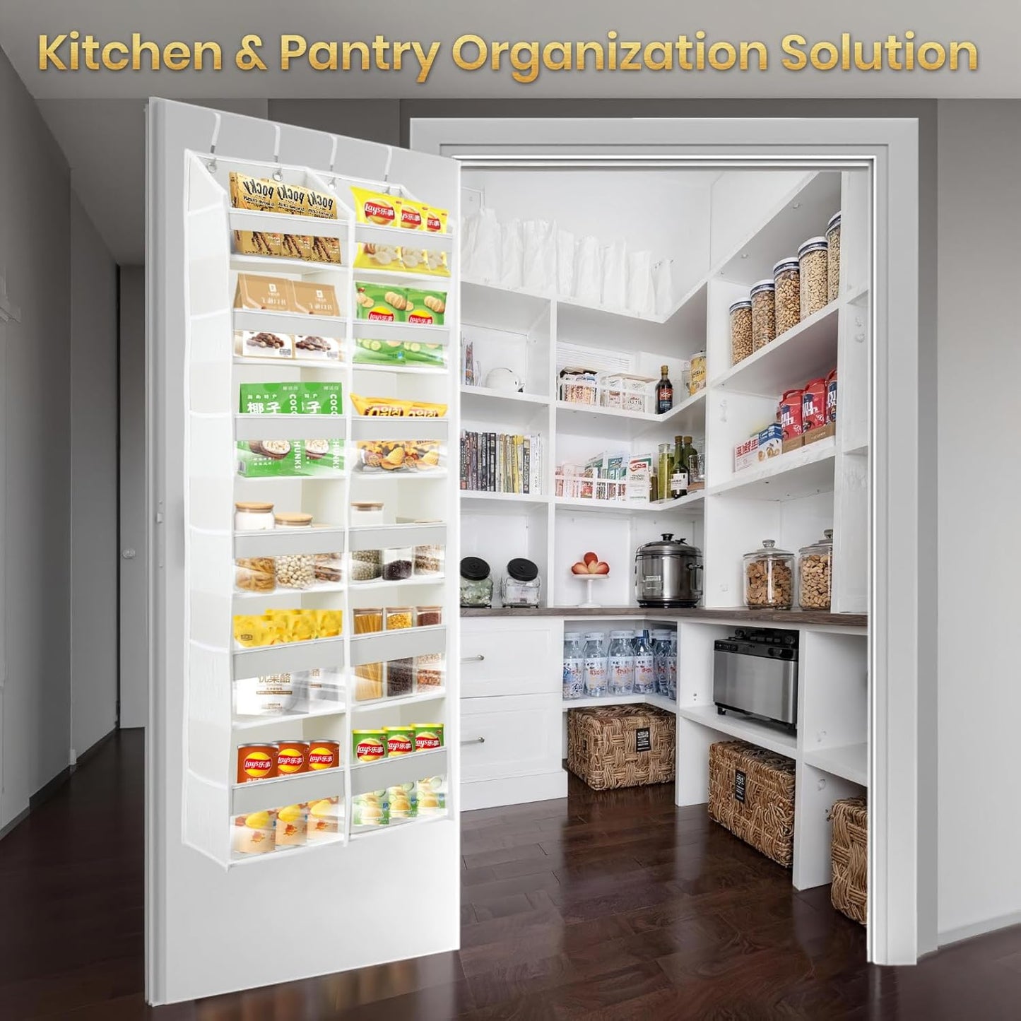 HOMELUX THEORY Heavy Duty Over the Door Organizer - Extra Wide Closet Organizers And Storage, Hanging Storage Door for Bedroom & Baby Nursery, 1PC Ivory