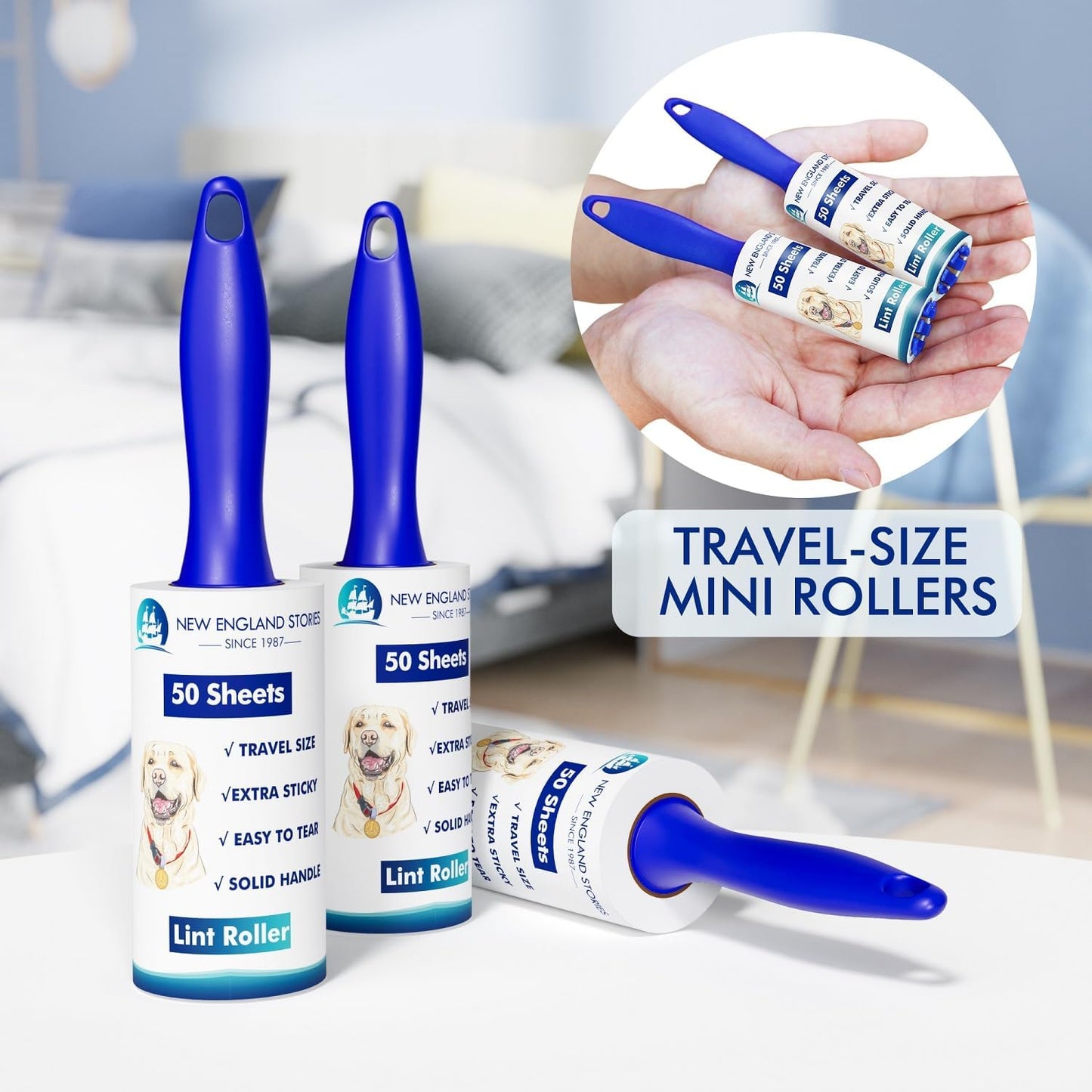 200 Sheets Mini Lint Rollers for Travel - Set of 4 Small-Sized Lint Removers Designed for Convenient Portability, Ideal for Removing Pet Hair and Debri