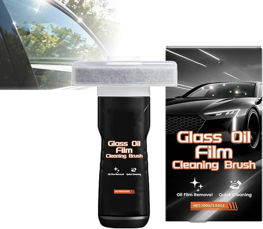 Glass Film Cleaning Brush, 2026 New Automotive Oil Film Cleaning Brush for Car Windows Windshields, Upgrade Glass Oil Film Remover for Car, Improve Windshield Clarity (1, 100ML)