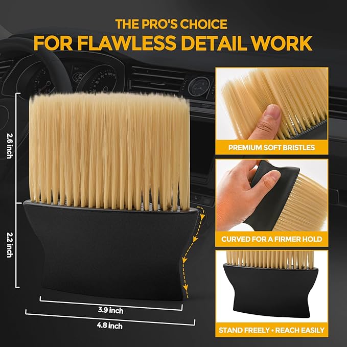 Car Detailing Brush (A-Short Brush+Mini Brush, White)