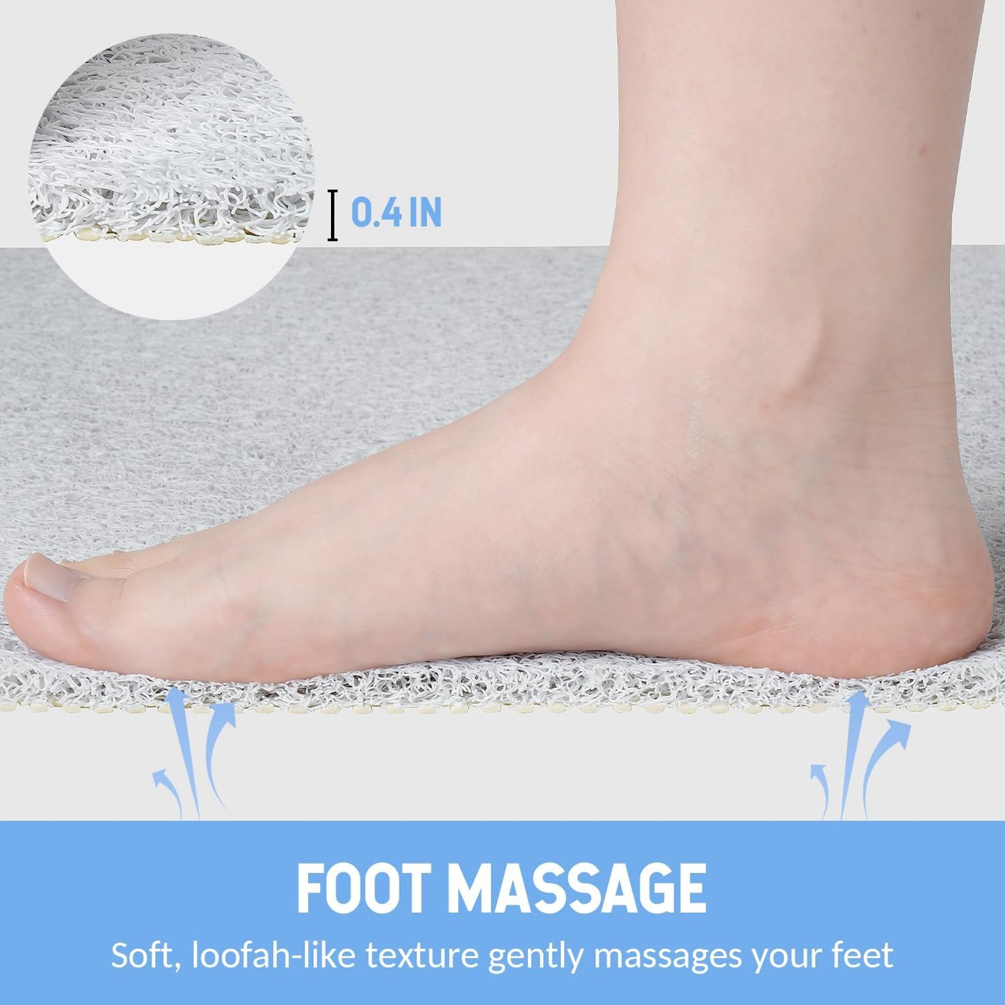 Non-Slip Bathtub Mat, Anti Slip Shower Mat, Fast Drying Bathtub Mats, Foot Scrubber Mat, Anti Slip Mat for Tub, Floor, Bathroom, Kitchen, Home, Hotel (White 40"×28")