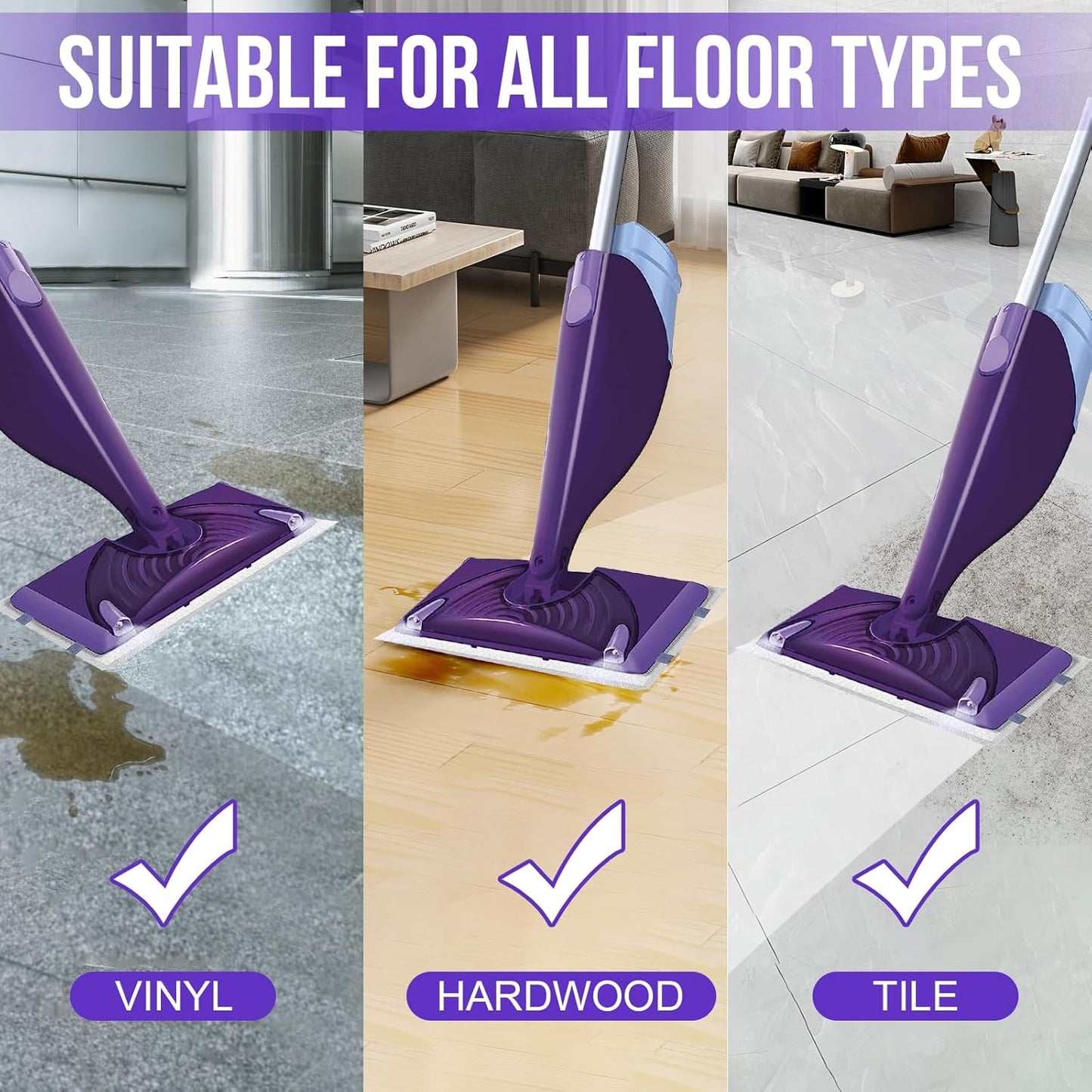 Mopping Pad Refill Compatible with Wet Jet Mop, Disposable Multi Surface Wetjet Hardwood Floor Cleaner Spray Mop Pads Refills, Thickness & Absorbent (20)