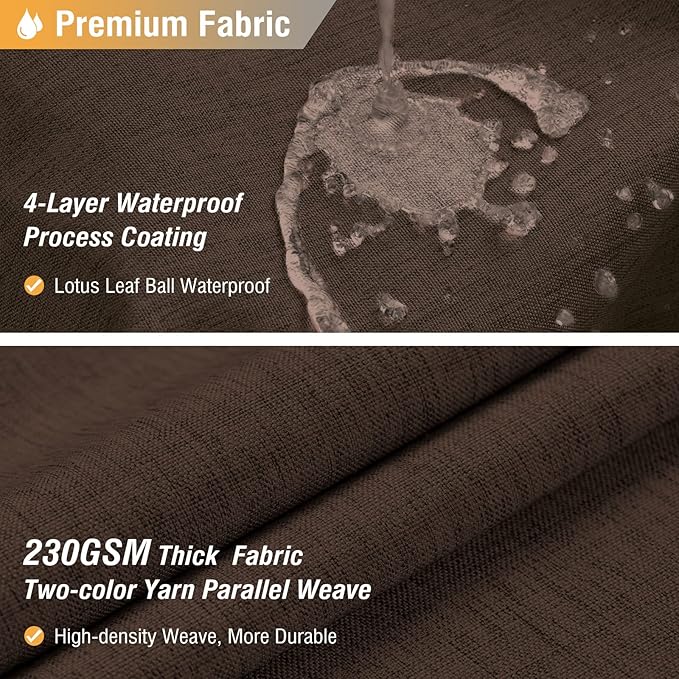 BTTN Fabric Shower Curtain, Linen Textured Heavy Duty Polyester Cloth Shower Curtain Set with Plastic Hooks, Brown, 72x96