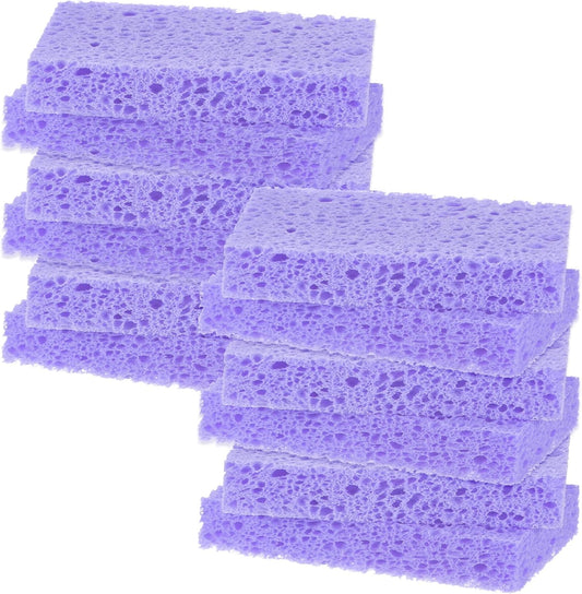 12-Pack Kitchen Sponges, Condense Eco Cellulose Non-Scratch Scrub Heavy Sponge for Kitchen/Household/Bathroom, Clean Tough Messes Dish Scrubber [Purple]