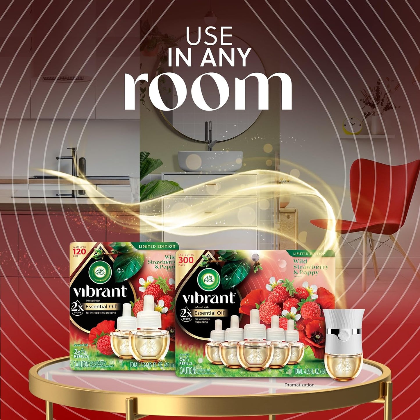 AIR WICK Scented Oil - Vibrant Refill Wild Strawberry & Poppy 5 ct.