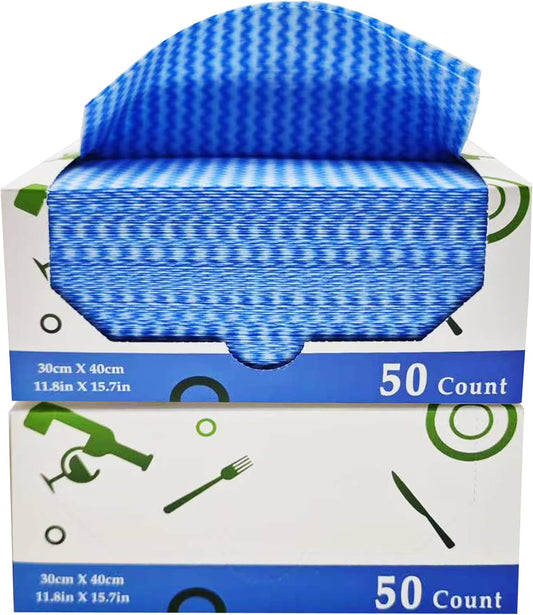 Multi-Use Reusable Cloths - Heavy Duty Wipes for Kitchen, Bathroom & Car (50 Count (Pack of 2))