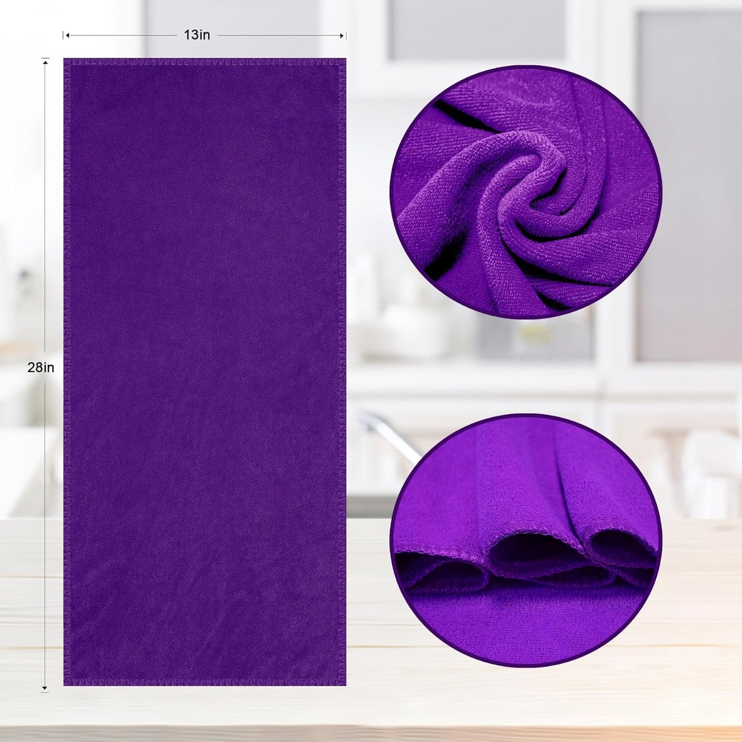 kimteny 13x28 Inches Kitchen Cloth Dish Towels, 400 GSM Premium Dishcloths, Super Absorbent Coral Velvet Microfiber Cleaning Cloths, Fast Drying Rags for Washing Dishes (12 Pack, Purple)