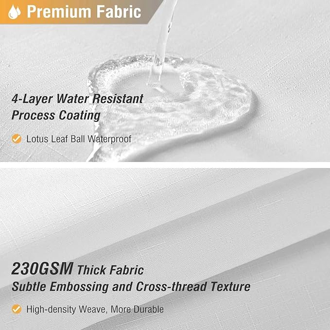 BTTN Extra Long Shower Curtain 72x96 inches, Tall Linen Textured Heavy Duty Fabric Shower Curtain Set with 12 Plastic Hooks, Large Classic Hotel Polyester Cloth Shower Curtains for Bathroom, White