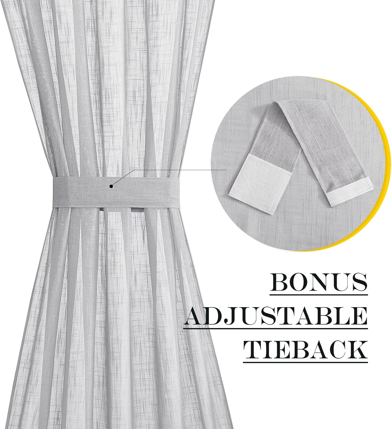 NICETOWN Light Grey Sidelight Curtain, Light Filtering Side Front Door Curtains for Small Window, French Door Curtain for Window Cover, 26W X 50L with Tieback, 1 Panel