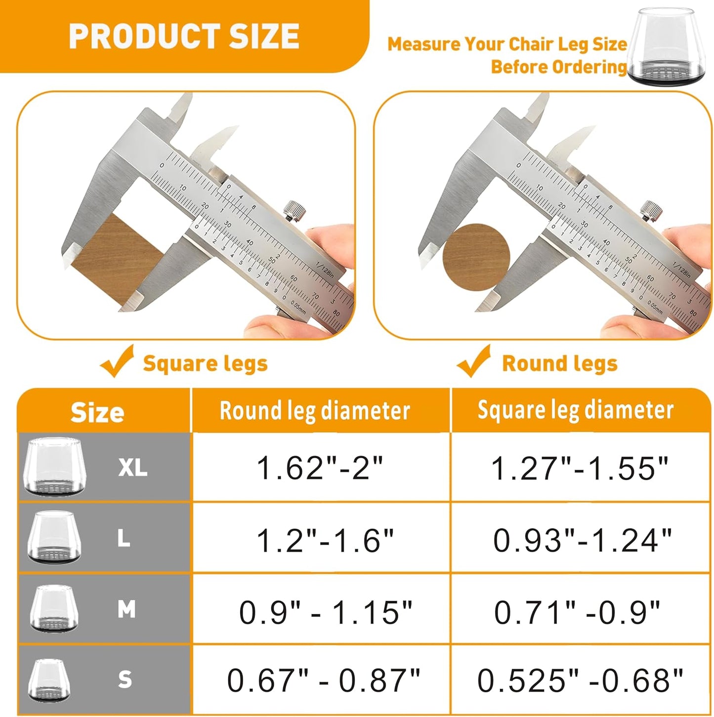 Furniture Sliders,24 PCS Chair Leg Sliders for Carpet, Furniture Movers Sliders, Carpet Chairs Furniture Glides, Floor Protectors, Carpet Moving Sliders Easily Move. (Clear,Fit:0.67-0.87")