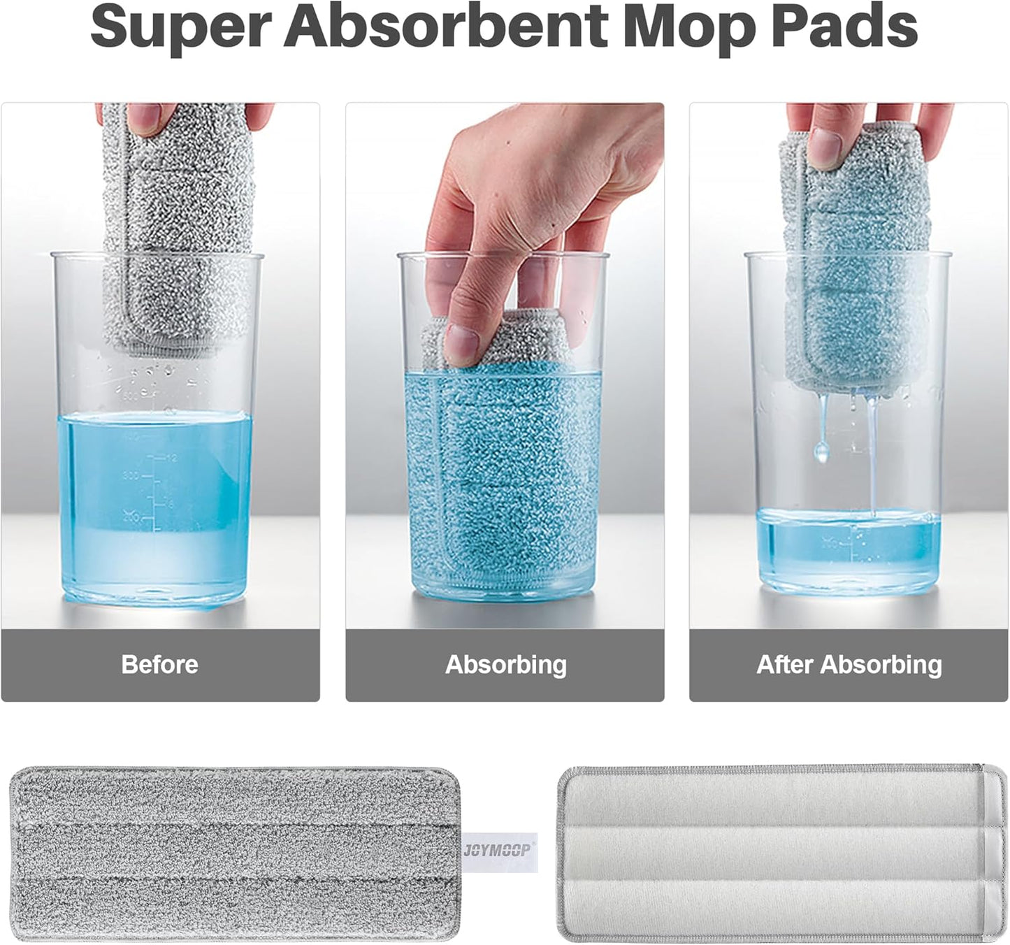 JOYMOOP Mop and Bucket with Wringer Set, Hands Free Flat Floor Mop and Bucket, with 3 Washable Microfiber Pads, Wet and Dry Use, Floor Cleaning System