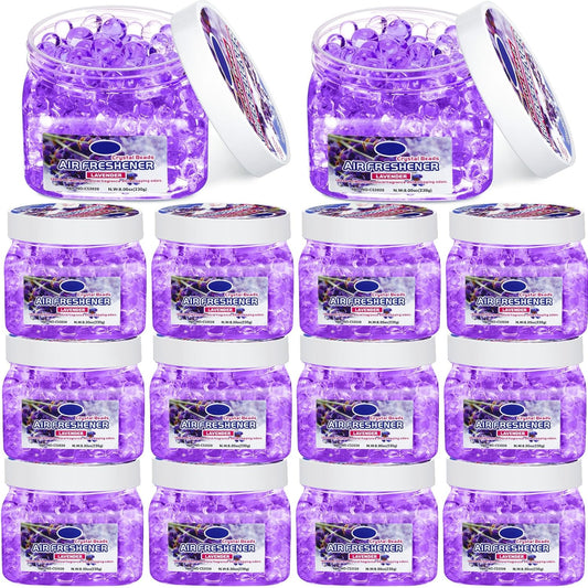 12 Pcs Air Freshener Gel Bulk Odor Eliminator Gel Beads 8 oz Long Lasting Air Freshener Beads Eliminates Odors in Home Bathrooms, Cars, Boats, Rvs and Pet Areas(Lavender)