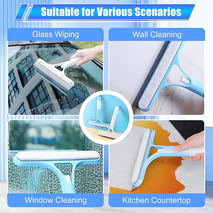 3 in 1 Window Cleaning Scraper,New 3 in 1 Window Cleaner,Squeegee and Scrubber with Spray, for Windows, Walls,Car Windshields, Bathrooms, Kitchens, All-Purpose Window Cleaner Tool (White)
