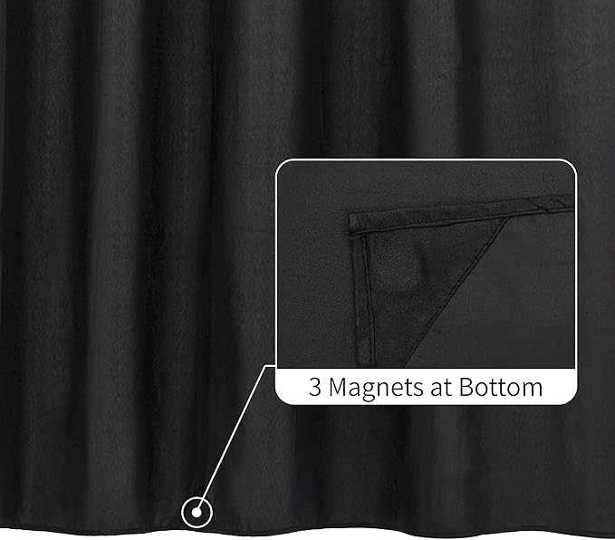 ALYVIA SPRING Extra Long Fabric Shower Curtain Liner Waterproof - 72" x 84", Soft & Lightweight XL Shower Curtain with 3 Magnets, Machine Washable - 72x84, Black