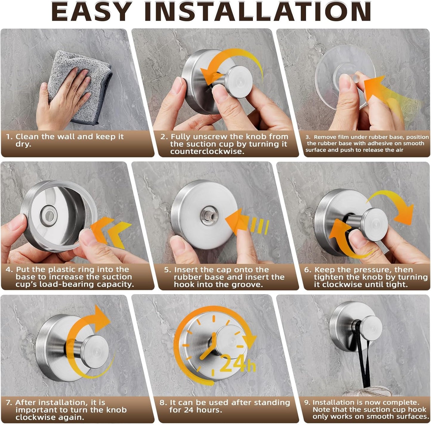 Reusable Heavy Duty Suction Cup Hooks for Kitchen/Bathroom/Shower - Wet-Proof Hooks for Towels, Robes, Loofah&Wreaths/No Drill Mounting on Glass, Tile, Metal (4, Brushed Nickel)