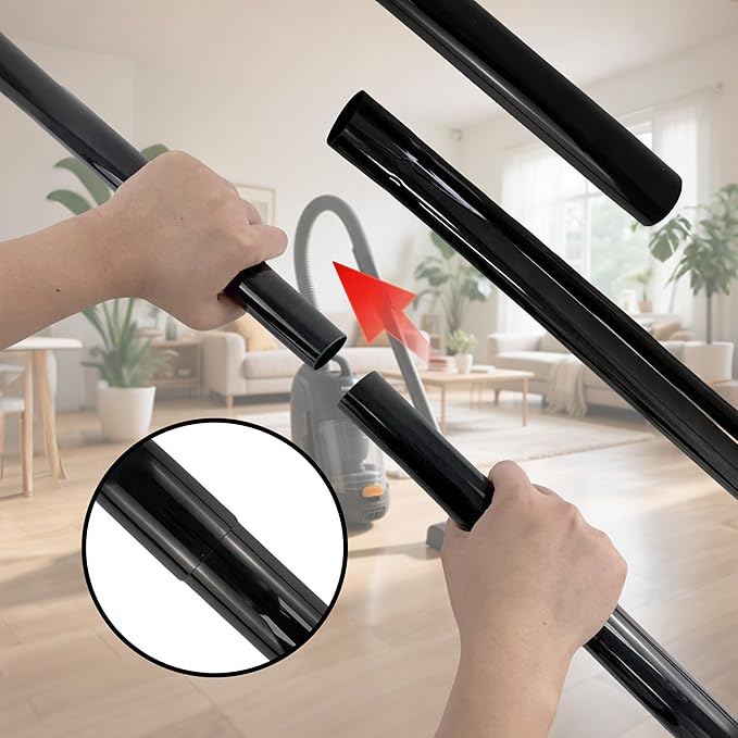 Vacuum Extension Tubes, 1.25 Inch Diameter, 14.76 Inch Length - Black | Compatible with 1-1/4 Inch Hose Wet/Dry Vacuum Cleaners | Versatile Tool (Black, 2 P 14.76 ")