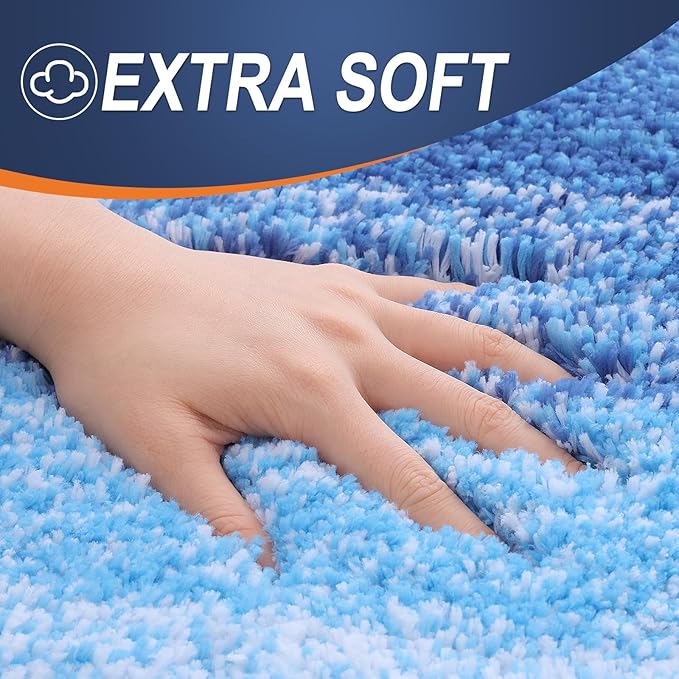 OLANLY Bathroom Runner Rugs 59x24, Extra Soft Absorbent Microfiber Bath Rugs, Rubber Backing, Quick Dry, Washable Bath Mats for Bathroom Floor, Tub and Shower, Home Decor Accessories, Light Royal Blue